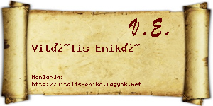 Vitális Enikő névjegykártya
